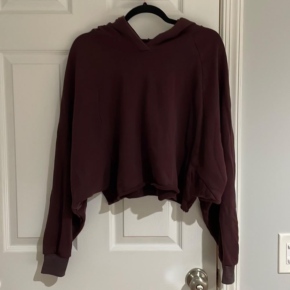 Nation LTD Oversized Crop Hoodie in Garnet